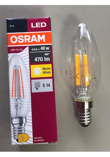 5 Adet Osram Rustik Led Lamba E14 4w 40w 470 Lümen 2700k Sarı