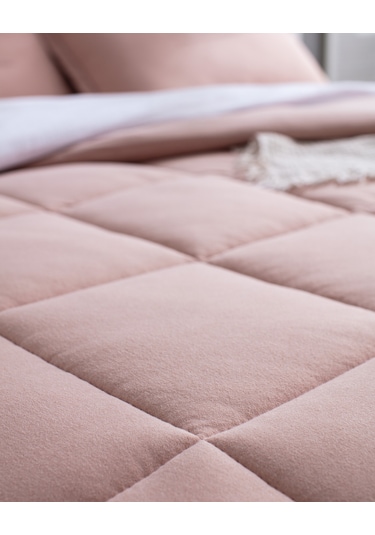 Madame Coco Bobigny Çift Kişilik Pamuklu Supersoft Comforter Set - Pudra Pudra