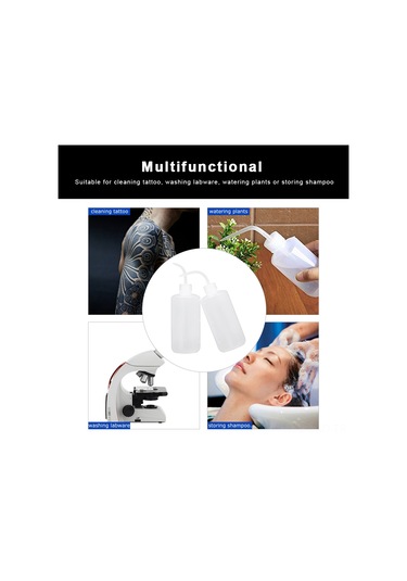 Samdoo 2 Adet 500ml Plastik Yıkama Sulukları - Tattoo Temizliği, Bitki Sulama, Laboratuvar Gereçleri İçin Eğik Burunlu, Ölçümlü, Dayanıklı