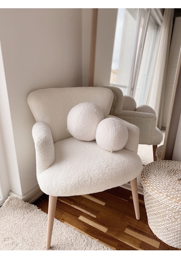 Teddy Top Yastık Naturel Beyaz Beyaz