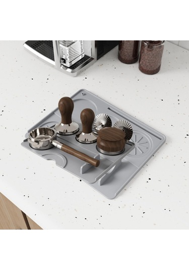 Suntek Espresso Tamping Mat Silikon Yumuşak Açık-gri