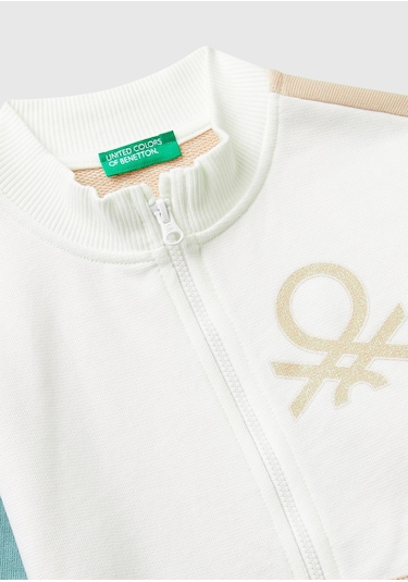 Benetton Kız Bebek Fermuarlı Sweatshırt BEYAZ