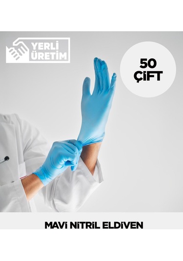 Mavi Nitril Eldiven 50 Çift