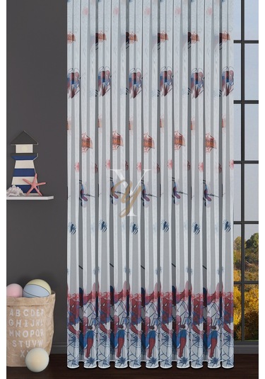 Baskılı Kurşunlu Grek Tül Perde Çocuk Örümcek Çok Renkli