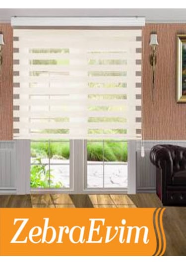 Zebraevim Bambu Beyaz-Ekru Zebra Perde Yeni Sezon