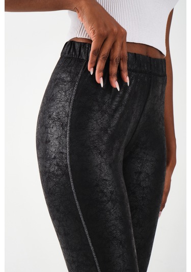 Varak Baskılı Tayt Siyah