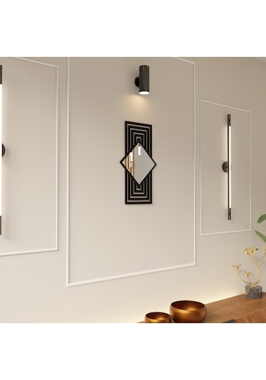 Dekoratif Minimal Ayna Pleksili Ahşap Duvar Süsü