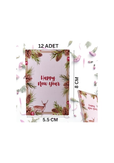 Yılbaşı Happy New Year Tebrik Kartı, Yeniyıl Temalı Hediye, Not K