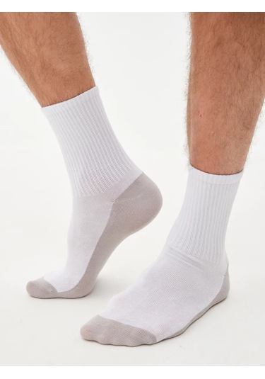 Dzen&socks Beyaz Üst Renkli Ve Gri Tabanlı Çoraplar 478567023 Beyaz