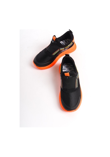 Pinko Çocuk Unisex Garantili Günlük Ortopedik Unisex Sneaker Spor Ayakkabı Siyah-oranj
