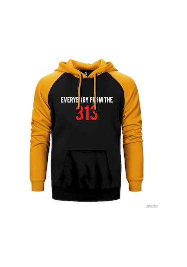 Eminem Everybody From The 313 Sarı Reglan Kol Kapşonlu Sweat Sarı