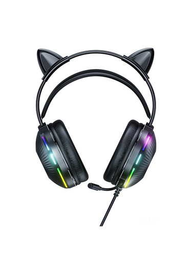 Monyee Rgb Işık Efektli, Gürültü Önleyici Mikrofonlu, 7.1 Kulaklık Seti - Kedi Kulaklı Oyuncu Kulaklığı