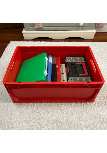 Alpbx 1.kalite Kırmızı Plastik Kasa 60x40x22 Cm - Kutu 44 Litre Kırmızı