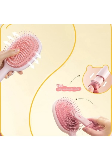 Elmpaly Sarı Renkli Anti-statik Ayı Yüz Tasarımlı Yumuşak Fırça Saç Açma Ve Masaj Tarak