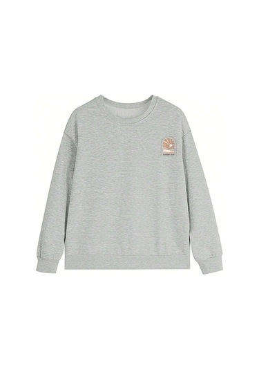 Exodus 14:14 Kışlık Kalın Sweatshirt - Gri Baskılı Oversize Kalın Kışlık Bisiklet Yaka Gri