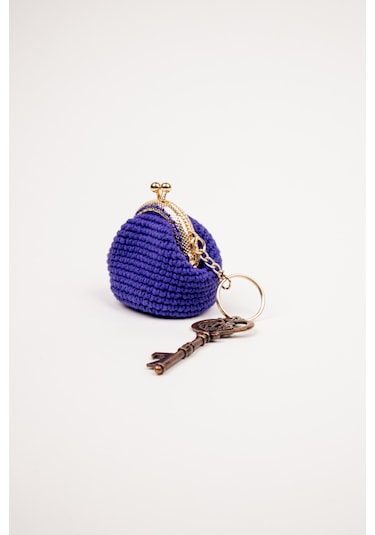 Fabric Craft Bag Mini Bozuk Para Cüzdanı Anahtarlık Klipsli Mor