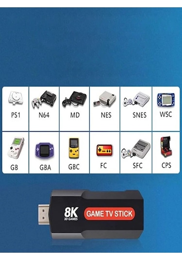 Oyunlu i Game Box Android Tv Stick 8k Hdr 2 Kollu Retro Oyun Konsolu