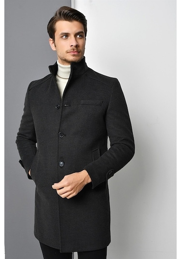 Plt8391 Dewberry Erkek Palto-Antrasit