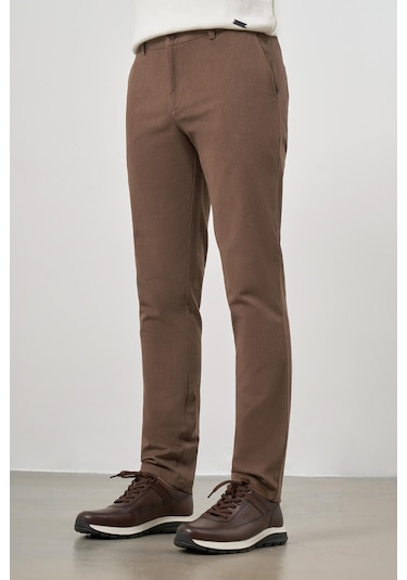 Koyu Vizon Düz Gabardin Slim Fit Casual Pantolon 1003245102 Koyu Vizon