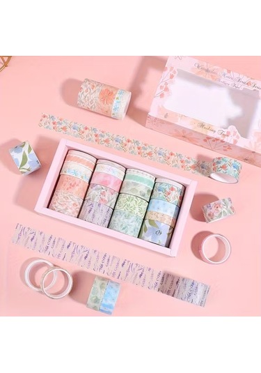 Dikdörtgen Vintage Washi Tape Bant Yapışkanlı Maskeleme Kağıdı Desenli Bant 20'li - Watercolor Notes 1