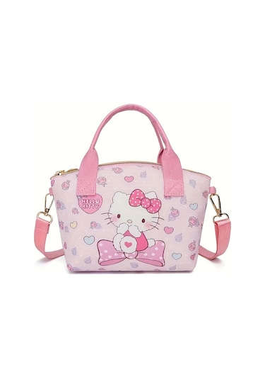 Sanrio Karakter Tote Çanta - Şık Ve Şık Sevimli Hello Kitty Baskılarıyla Çok Yönlü - Mükemmel Omuz Çantası Pembe