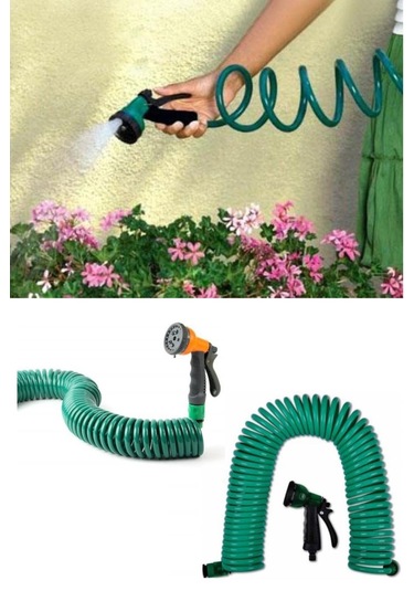 30 Metre Spiral Hortum + 4 Fonksiyonlu Özel Sulama Tabancası 4741