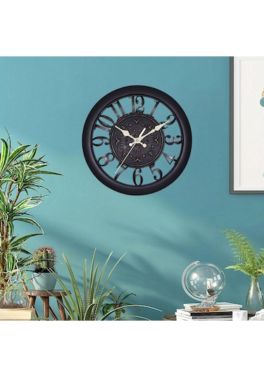Suntek Ofis Ev İçin 11" Dekoratif Retro Duvar Saati Siyah