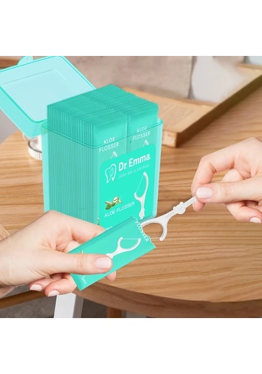 Willowhaven 50lı Dr. Emma Aloe Vera Diş İpi Çubukları Bireysel Paket Alkol Yok Polietilen Derin Temizlik