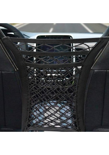 Monyee Oto Ön Koltuk Arası Çift Katlı Esnek Ağ Organizer, Çocuk/evcil Hayvan Engeli, Kolay Kurulum, Siyah Diğer