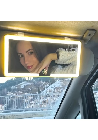 Lumaworld Siyah Led'li Ayrılabilir Araç Makyaj Aynası - Usb Şarjlı Pratik Vanity Aynası Siyah