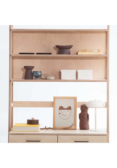 Woodesk Cosmos Ahşap Çalışma Masası Ve Kitaplık, Natural Renk Naturel