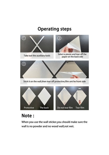 Vkemall Akrilik Renkli Yansımalı Duvar Sticker, Modern Ev Dekorasyonu, Diamond Desenli, Kahverengi, S Boyutu Çok Renkli