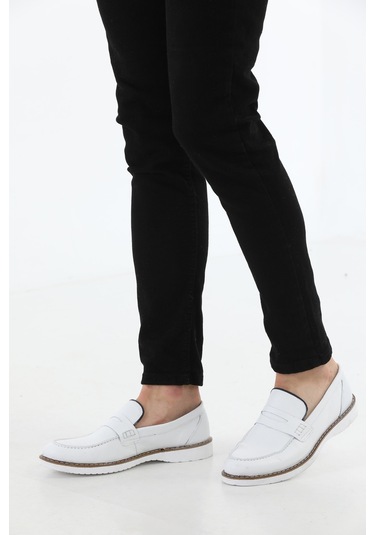 M.Karaca Hakiki Deri Ortopedik Klasik Erkek Ayakkabı beyaz