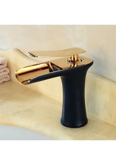 Lpd Lider Siyah Gold Şelale Lavabo Bataryası Gold