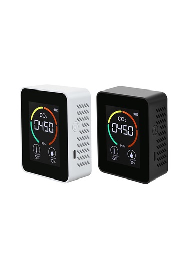 Konesam Ev, Araba, Ofis İçin Sıcaklık, Nem Ve Co2 400-5000ppm Tespit Cihazı - Yarıiletken Tvoc Sensörlü, Led Ekranlı, 1200mah Pil, Siyah Siyah