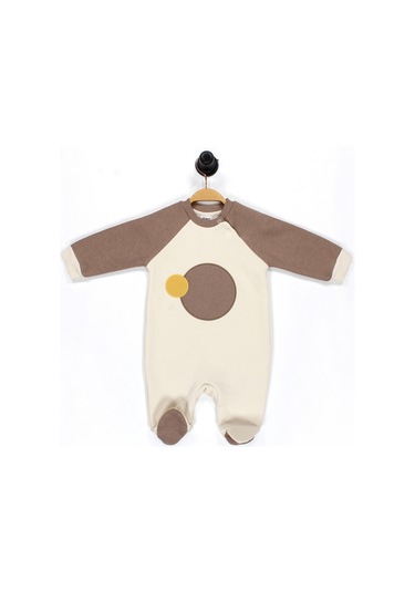 Kahve Reglan Kol 3 İplik Patiksiz Bebek Tulum Kahverengi