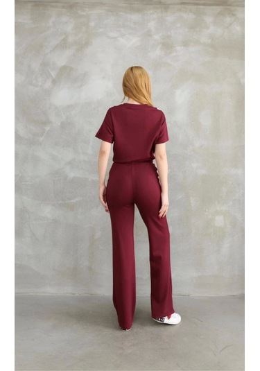 Modaserdem Osy Modal Yumuşak Dokulu Kumaş Bisiklet Yaka Parçalı Detaylı Kısa Kollu Takım - Bordo Bordo Modaserdem Osy Modal Yumuşak Dokulu Kumaş Bisiklet Yaka Parçalı Detaylı Kısa Kollu Takım - Bordo Bordo