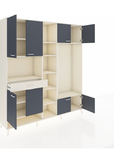 Hyperion Dolap 12 Raflı Tek Çekmeceli 8 Kapaklı 220x44x243 Aytaşı-antrasit/aytaşı Antrasıt/aytası