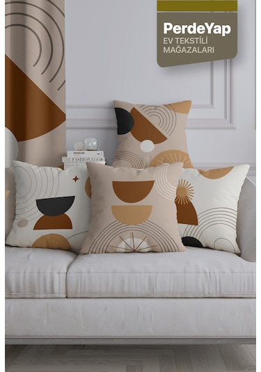 Etnik Sürrealist Objeler Desenli 4lü Kırlent Kılıfı