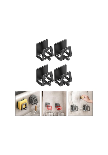 Suntek 4 Parça Tencere Kapağı Tutucu Duvara Monte Yerden Siyah
