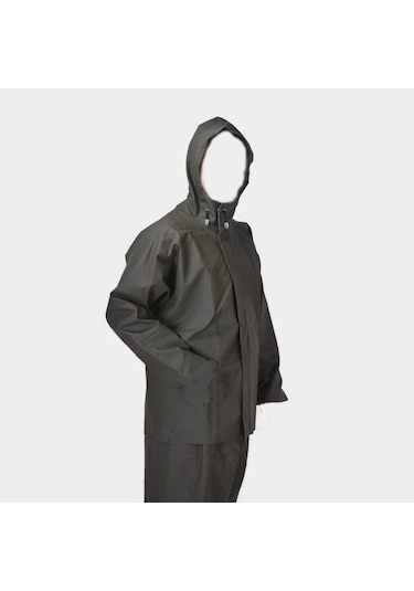 Önü Fermuarlı 2XL Alt Üst Haki Yağmurluk Haki