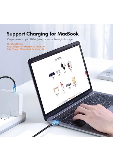 Enkay Pd100w 5a Usb-c / Type-c'den Type-c'e Dirsekli Hızlı Şarj Kablosu E-markerli, Uzunluk: 2m