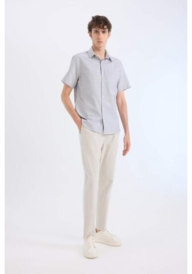 DeFacto %100 Pamuk Keten Görünümlü Yazlık Jogger Pantolon Dar Paça Beli Bağcıklı Lastikli Cepli Z6475AZ25SPGR94