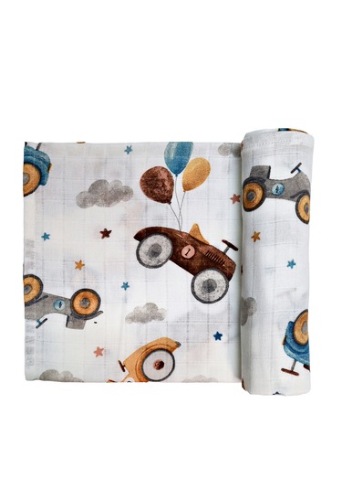 Minicik Uçan Arabalar Müslin Örtü Tekli 115x115