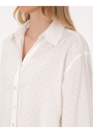 Pierre Cardin Kadın Beyaz Gömlek Desenli 50313639-vr013 Beyaz