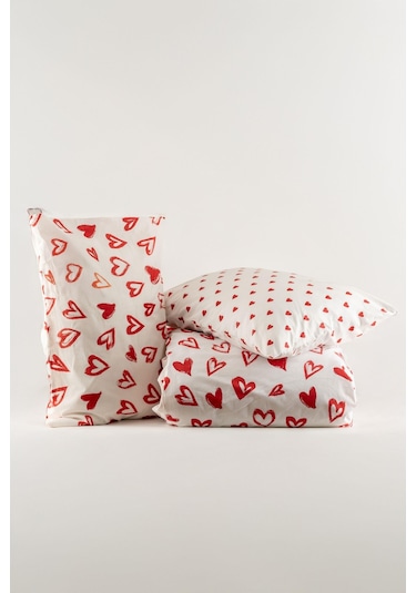 Soley Mix & Match Lover %100 Pamuk Çift Kişilik Nevresim Seti Kırmızı
