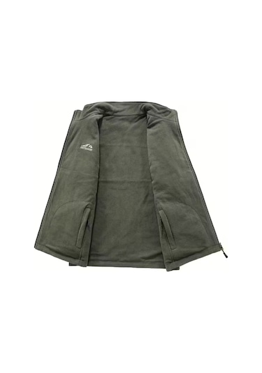 Snapbuy Kışlık Çift Taraflı, Çok Cepli, Bol Kesimli, Kalın Peluşlu Erkek Yeleği Asker Yeşili