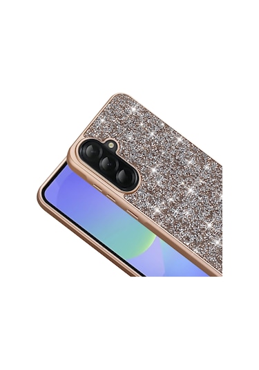 Samsung Galaxy Uyumlu A36 Kılıf Parlak Taşlı Tasarım Kamera Yükseltili Korumalı Kapak Pırlanta Gri