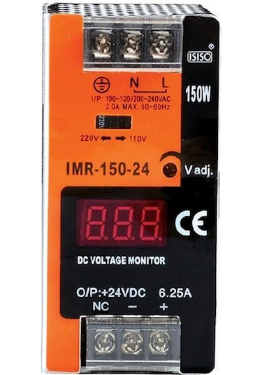 Imr-150-12 - 150W 12Vdc 12.5A Mini Göstergeli Raya Montajlı Güç K