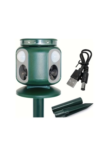 Motion003 1 Paket Güneş Enerjili Hayvan Kovucu 220 Algılama Çift Sensörlü Hareketli Led Flaş Alarm Su Geçirmez 2000mah Şarj Edilebilir